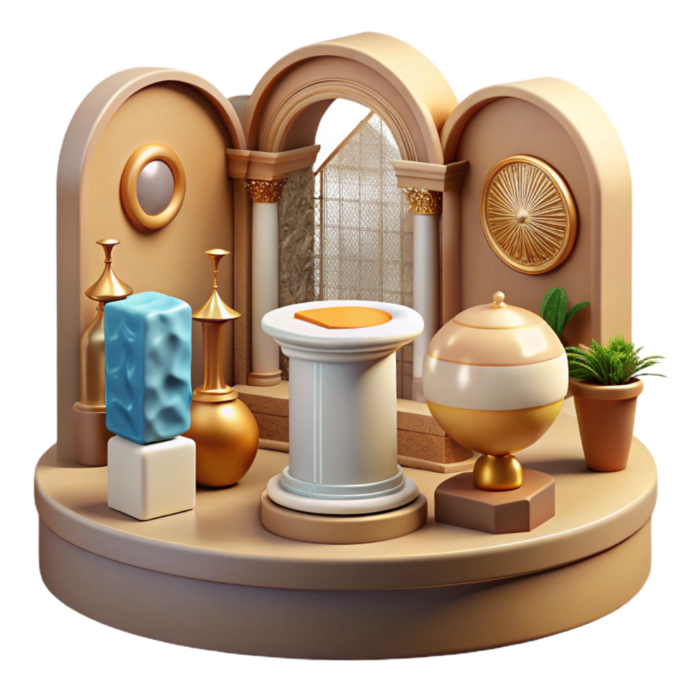 beautiful modern Virtual Museum Exhibit with Artifacts Transparent Background original png