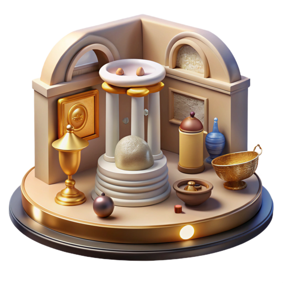 stunning modern Virtual Museum Exhibit with Artifacts Transparent Background high resolution png
