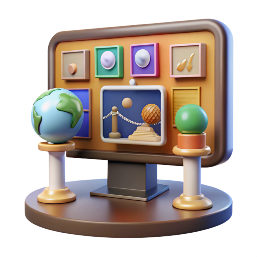 wonderful contemporary Virtual Museum Tour with Interactive Displays Isolated exclusive png