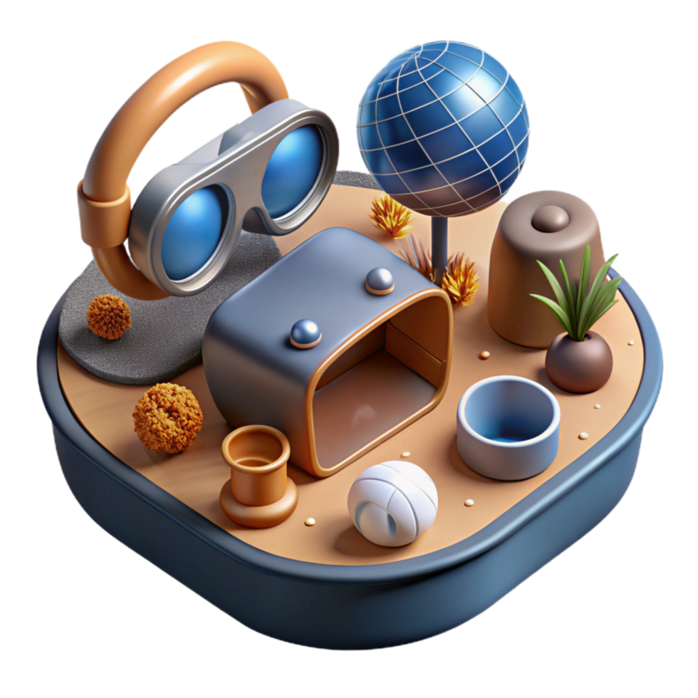 stunning classic Virtual Reality Environment with Interactive Objects Transparent Background high quality png
