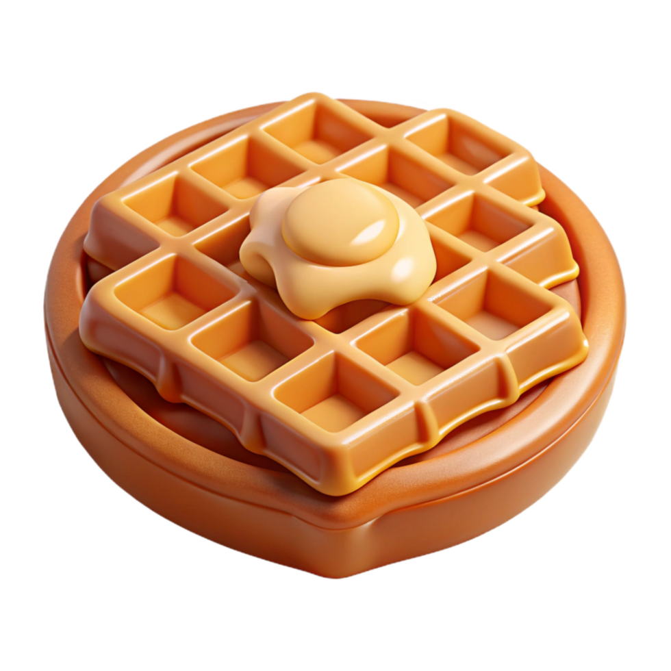 magnificent vintage Waffle with Syrup and Butter Top View Transparent Background exclusive png