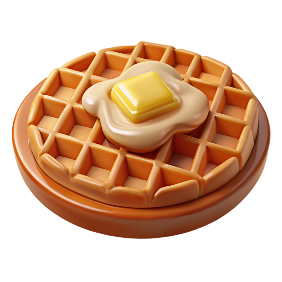 elegant minimalist Waffle with Syrup and Butter Top View Transparent Background high resolution png