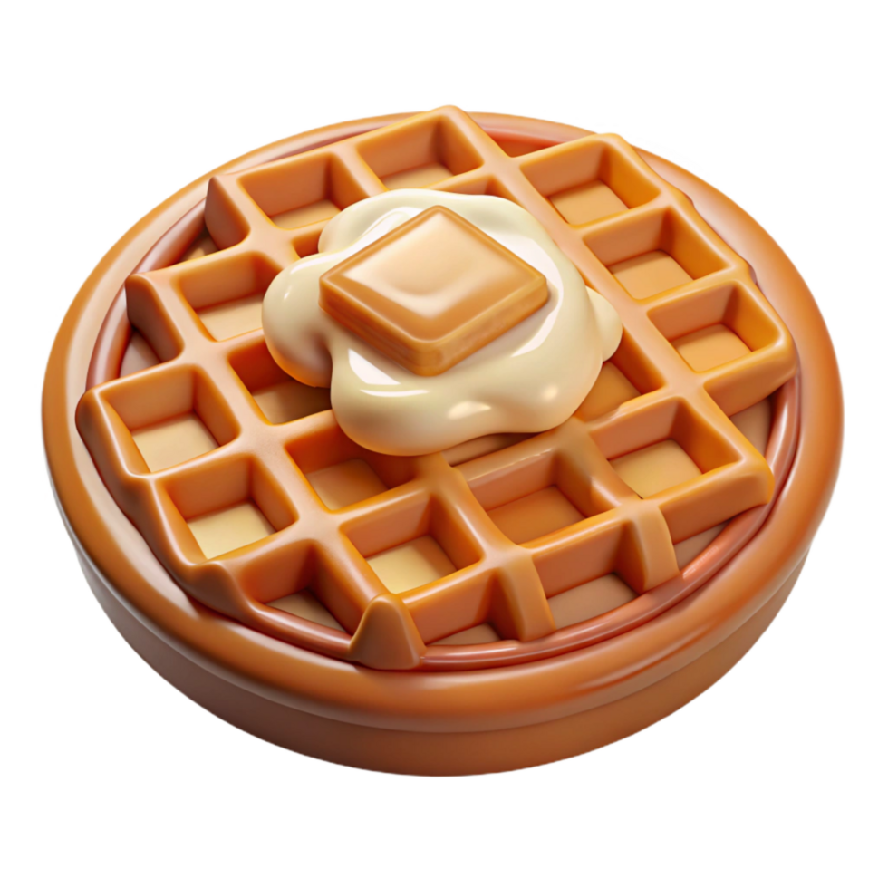 wonderful modern Waffle with Syrup and Butter Top View Transparent Background high quality png