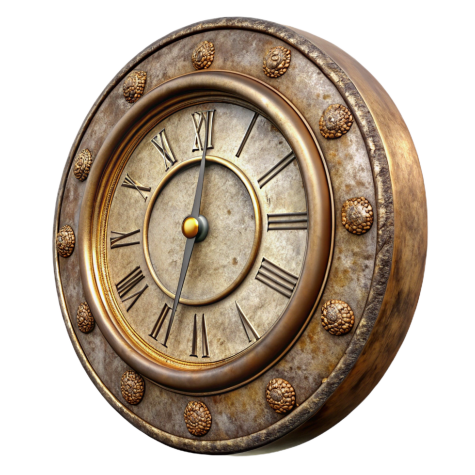 serene rustic Wall Clock Antique Style Isolated original png