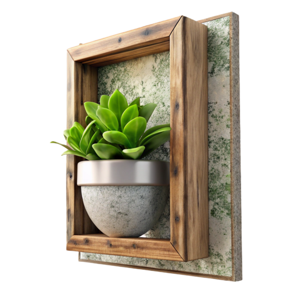 magnificent vintage Wall Mounted Vertical Planter Isolated Wooden Frame detailed png