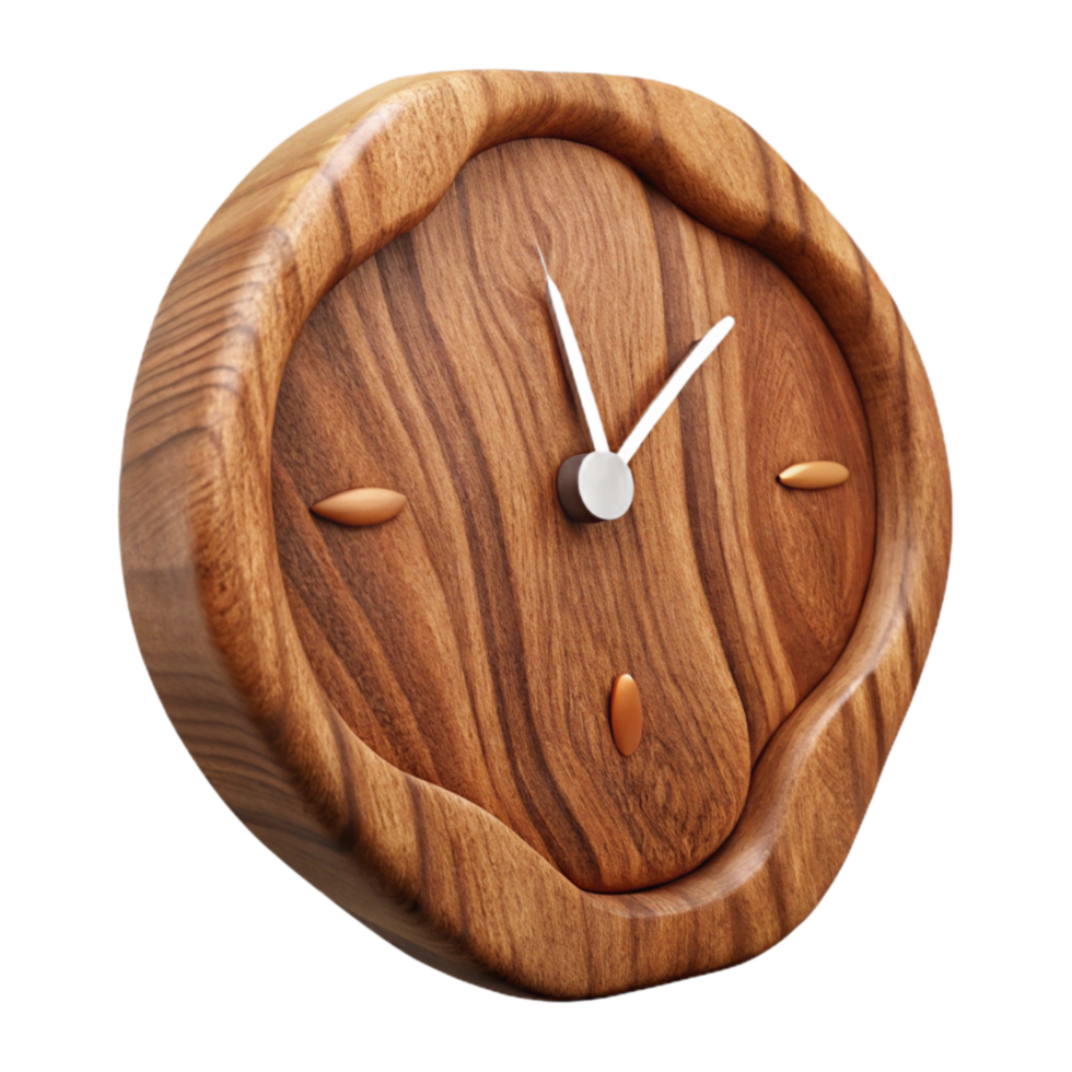 serene artistic Walnut Wood Clock Hand Cutout Element high quality png