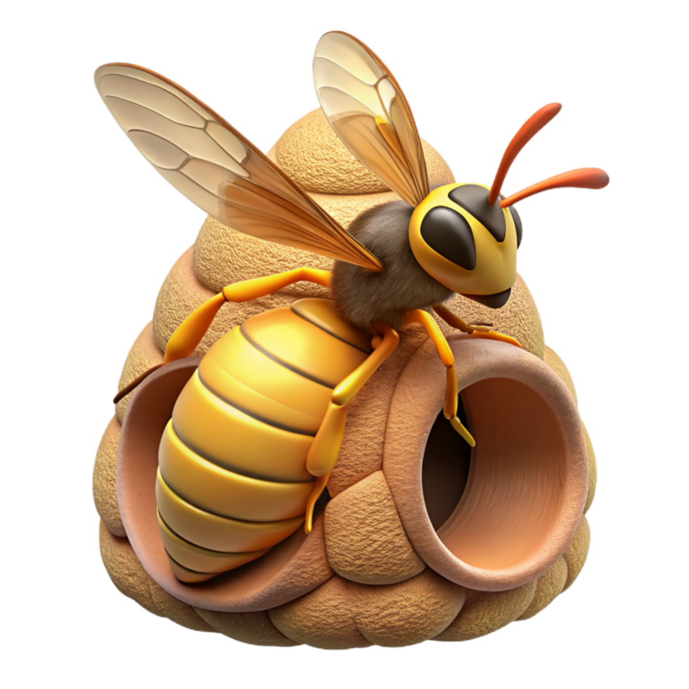 dramatic traditional Wasp Building Nest Isolated high quality png