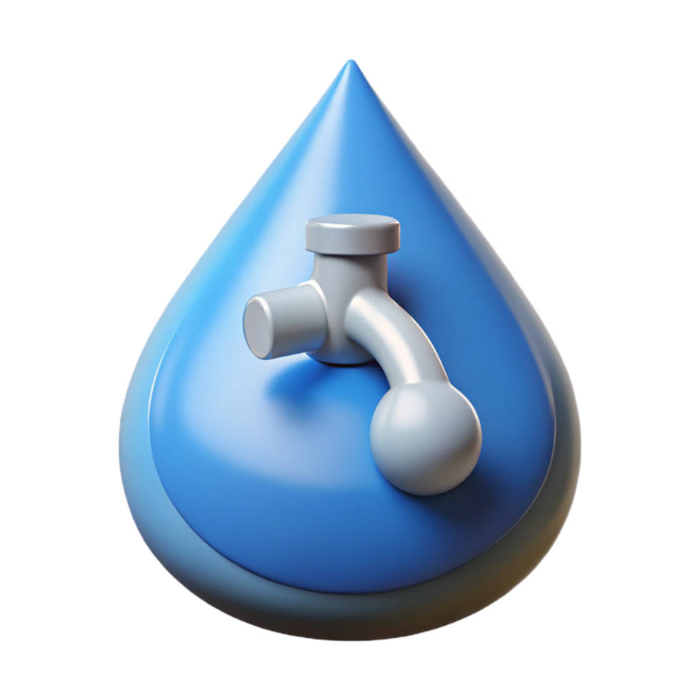 dramatic modern Water Conservation Drop with Faucet Icon Cutout detailed png