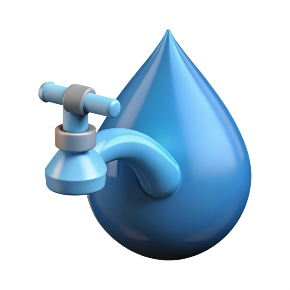 vibrant artistic Water Conservation Drop with Faucet Icon Cutout high quality png