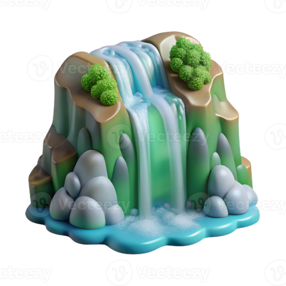 stunning traditional Waterfall Cascade Side View Transparent Element premium png