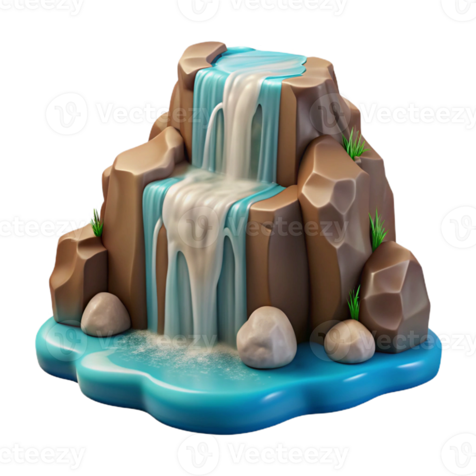 dramatic vintage Waterfall Cascading Down Rocks Scenic View Isolated png