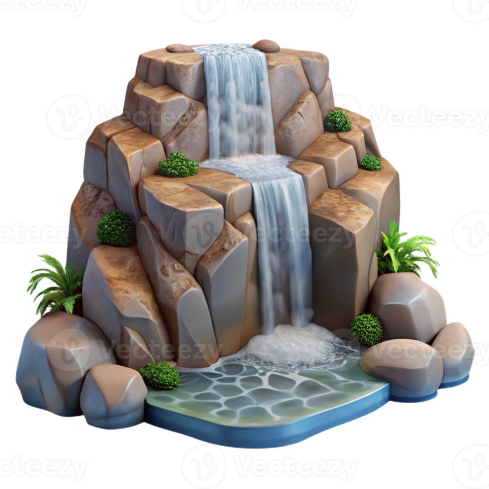 serene contemporary Waterfall Cascading Down Rocks Scenic View Isolated professional png