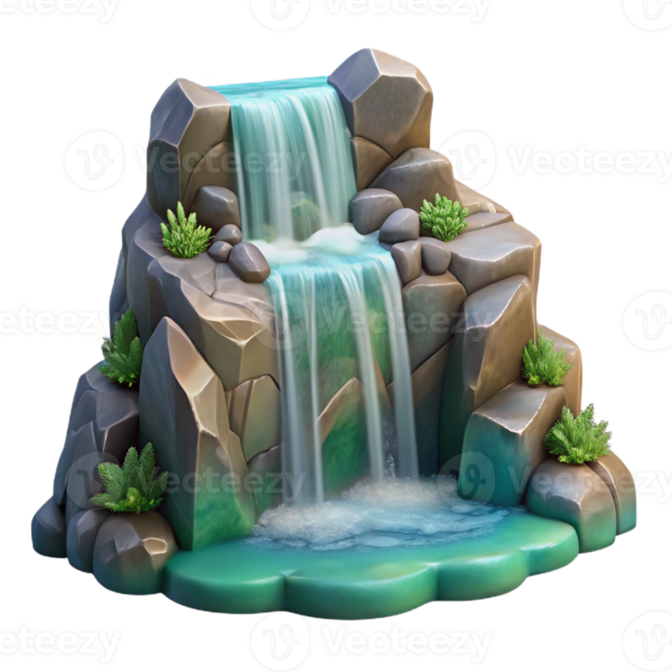 serene artistic Waterfall Cascading Down Rocks Scenic View Isolated high quality png