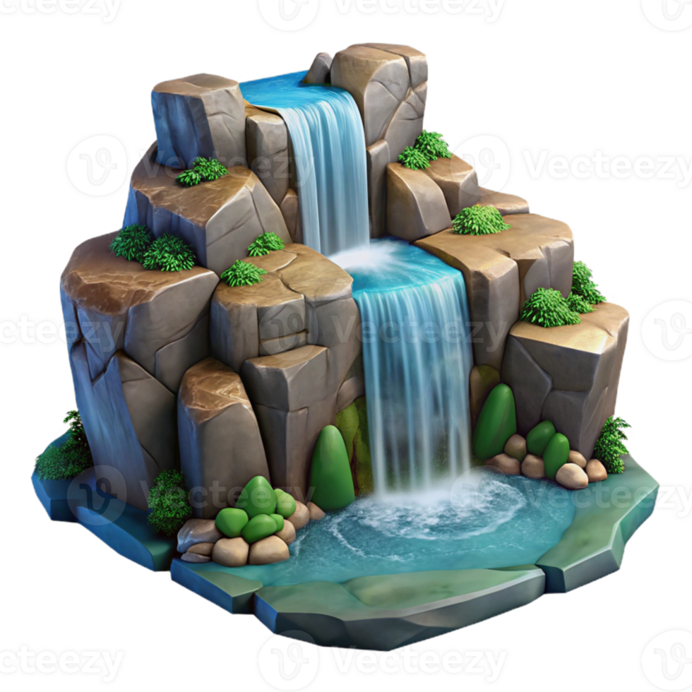 magnificent contemporary Waterfall Cascading Down Rocks Scenic View Isolated exclusive png