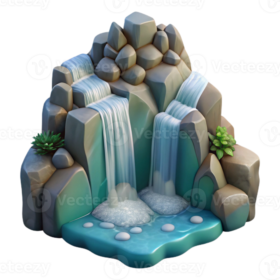 vibrant modern Waterfall Cascading Down Rocks Scenic View Isolated exclusive png