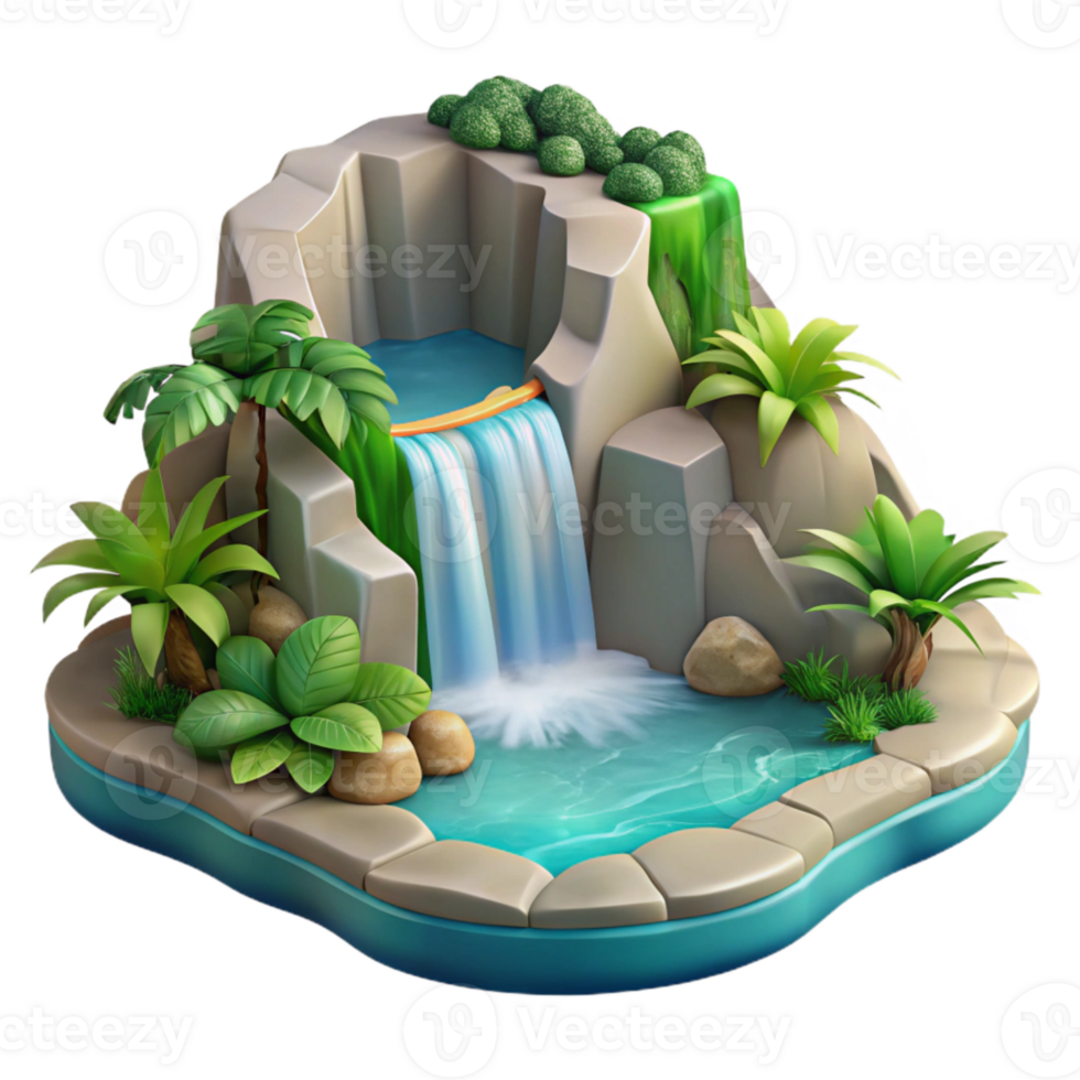 stunning creative Waterfall Cascading Into Jungle Pool Transparent original png