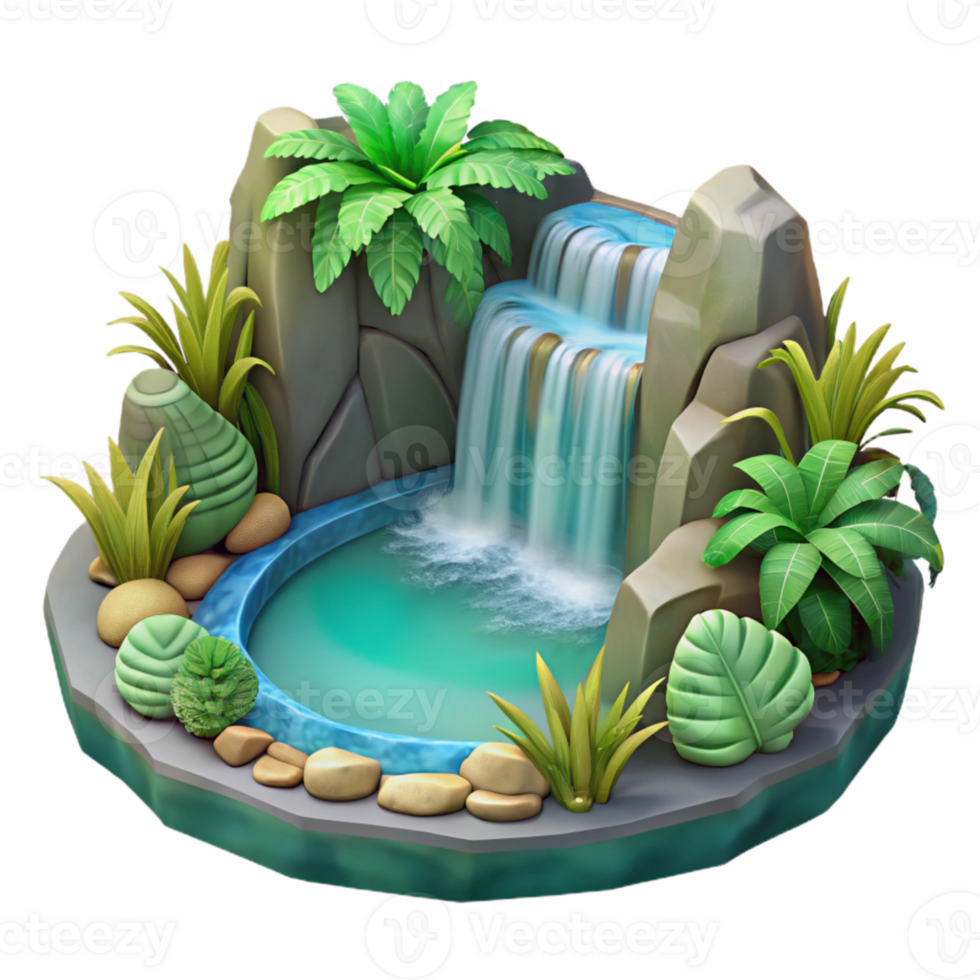 impressive rustic Waterfall Cascading Into Jungle Pool Transparent detailed png