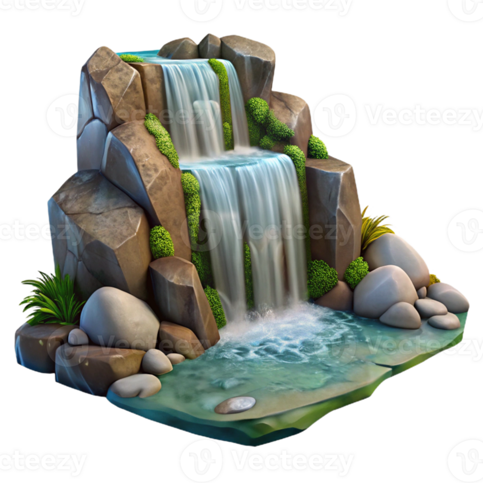 extraordinary contemporary Waterfall Cascading Rocks Nature Isolated authentic png