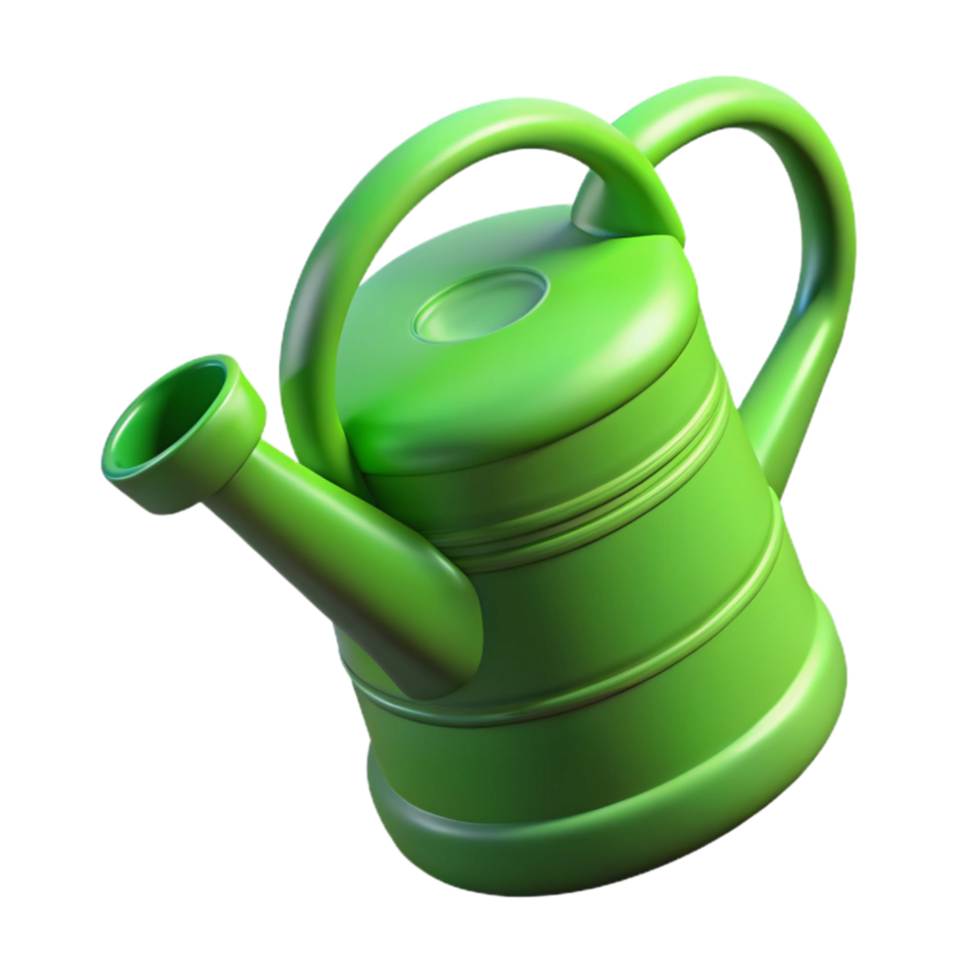dramatic contemporary Watering Can Green Plastic Isolated Cutout on Transparent Background high quality png