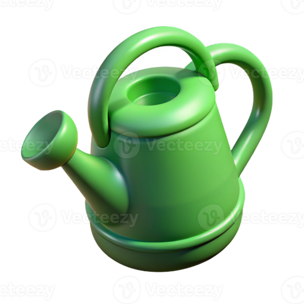 elegant modern Watering Can Green Plastic Isolated Cutout on Transparent Background original png