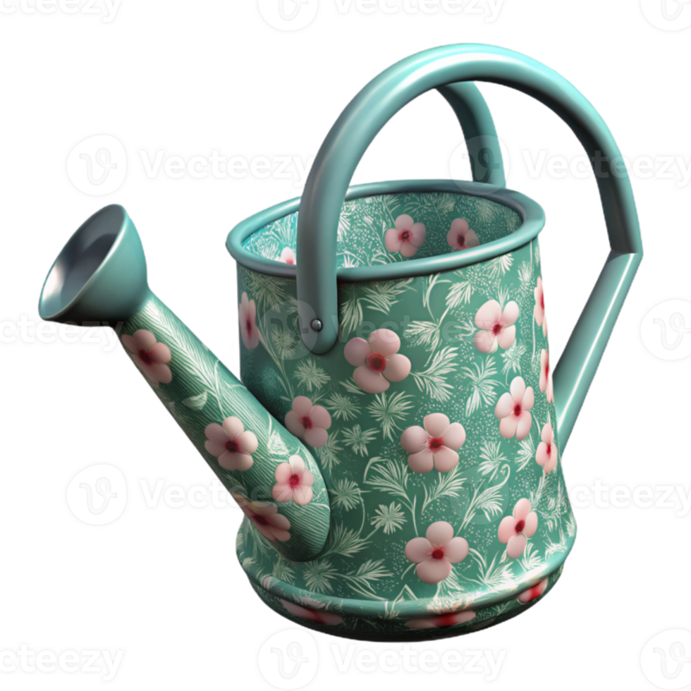 dramatic artistic Watering Can Cutout with Floral Pattern authentic png