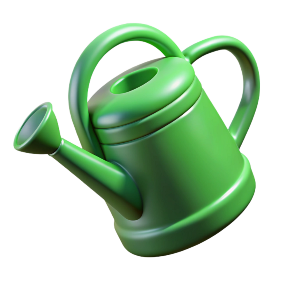 magnificent classic Watering Can Green Plastic Isolated Cutout on Transparent Background genuine png