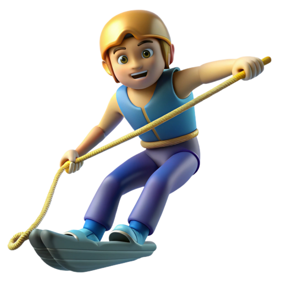 magnificent creative Water Skier Holding Rope Tightly Isolated png