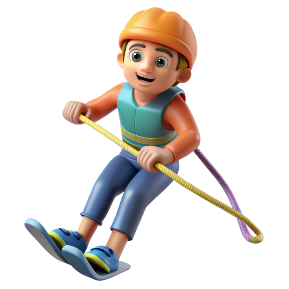 extraordinary traditional Water Skier Holding Rope Tightly Isolated exclusive png