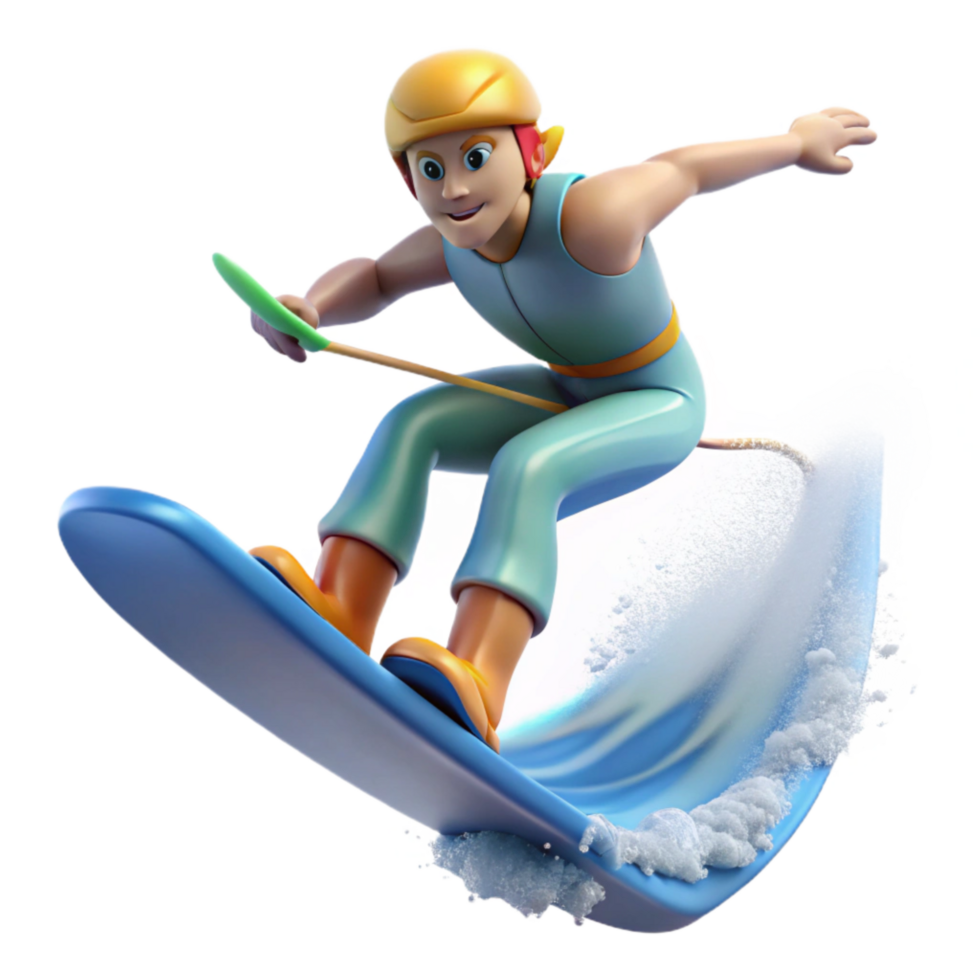 serene traditional Water Skier Jumping Wake Side View Cutout Element authentic png