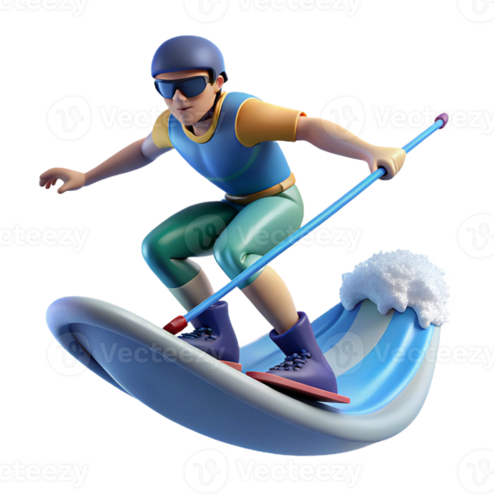serene minimalist Water Skier Jumping Wake Side View Cutout Element high resolution png