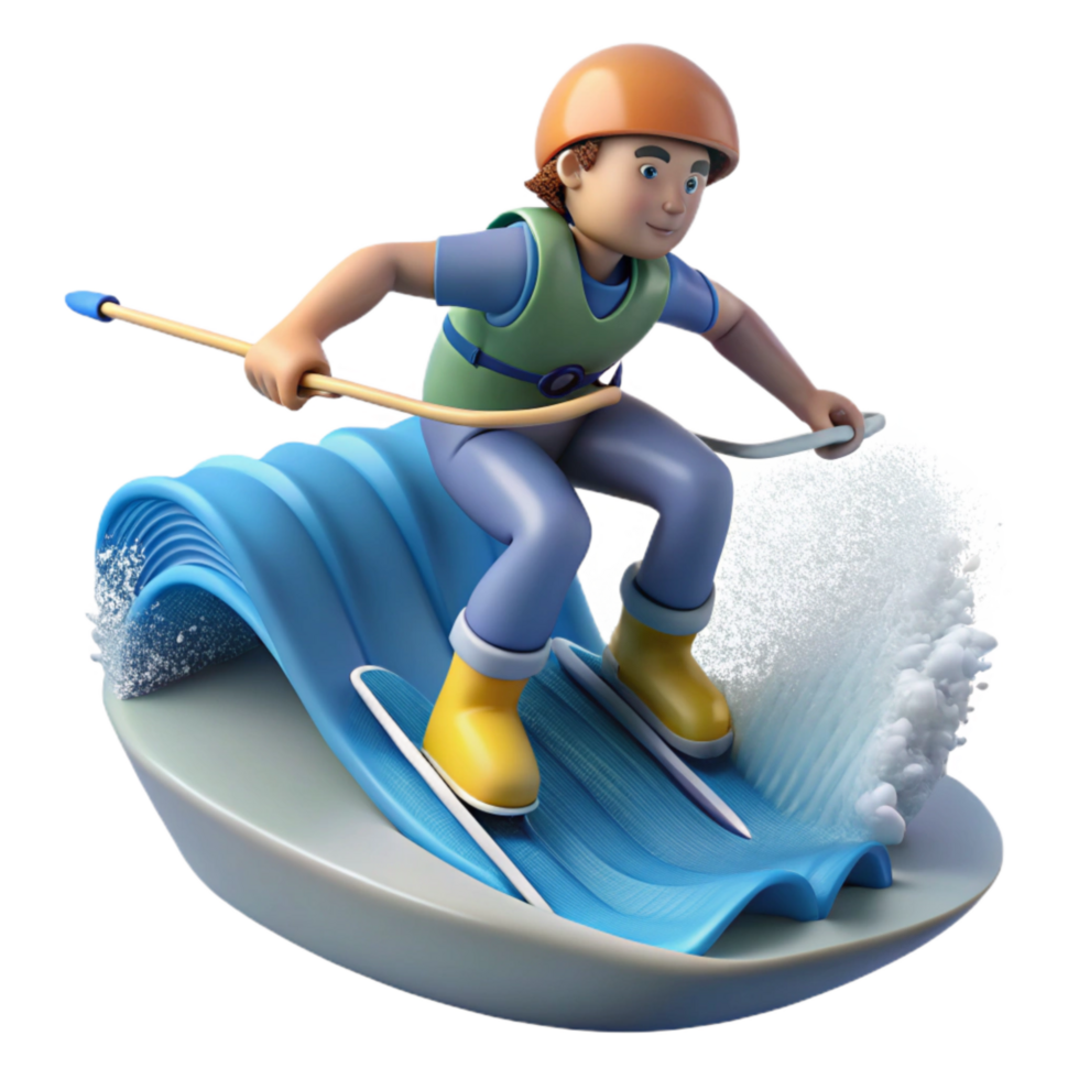 elegant vintage Water Skier Jumping Wake Side View Cutout Element professional png