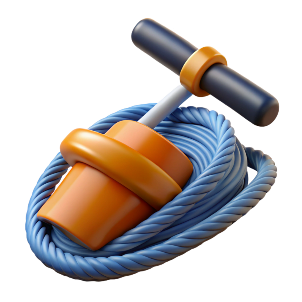 elegant rustic Water Ski Rope Handle and Line Isolated authentic png