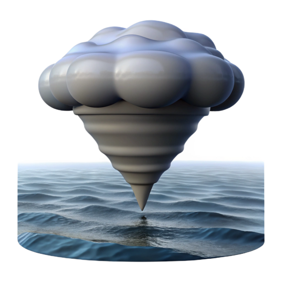 magnificent artistic Waterspout Formation Gray Transparent Background Ocean high resolution png
