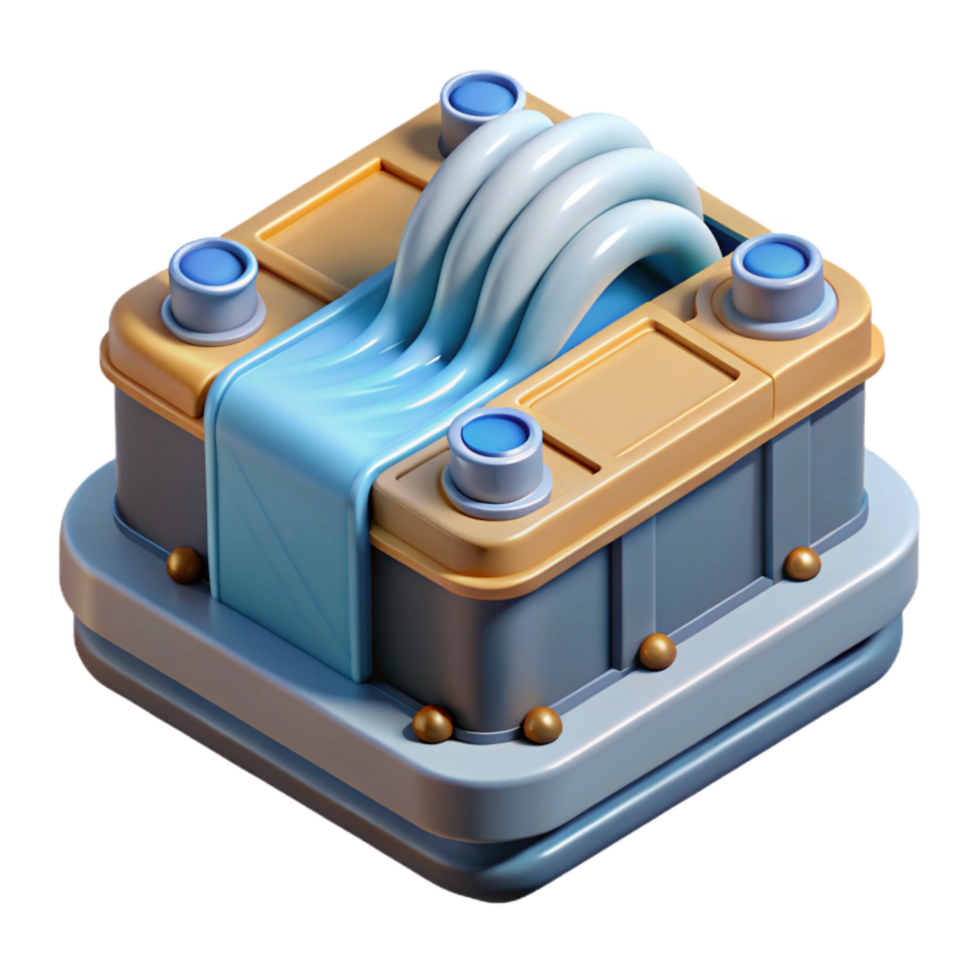 wonderful minimalist Wave Energy Converter Device Isometric Illustration Isolated high resolution png
