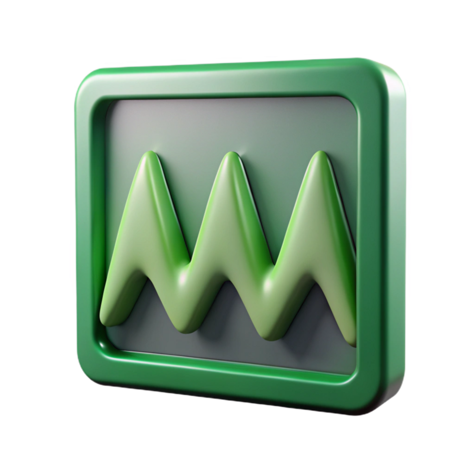 serene minimalist Waveform Display Green Peaks Isolated genuine png