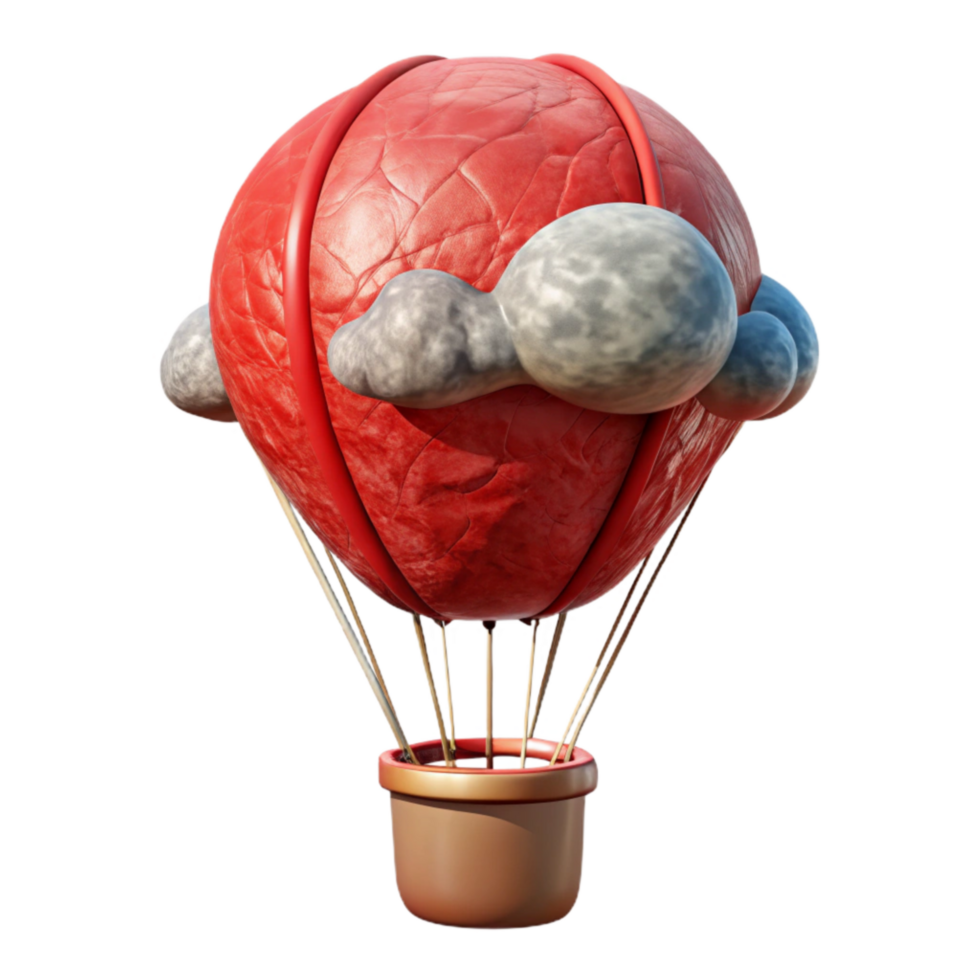 elegant minimalist Weather Balloon Rising Red Isolated Element high resolution png