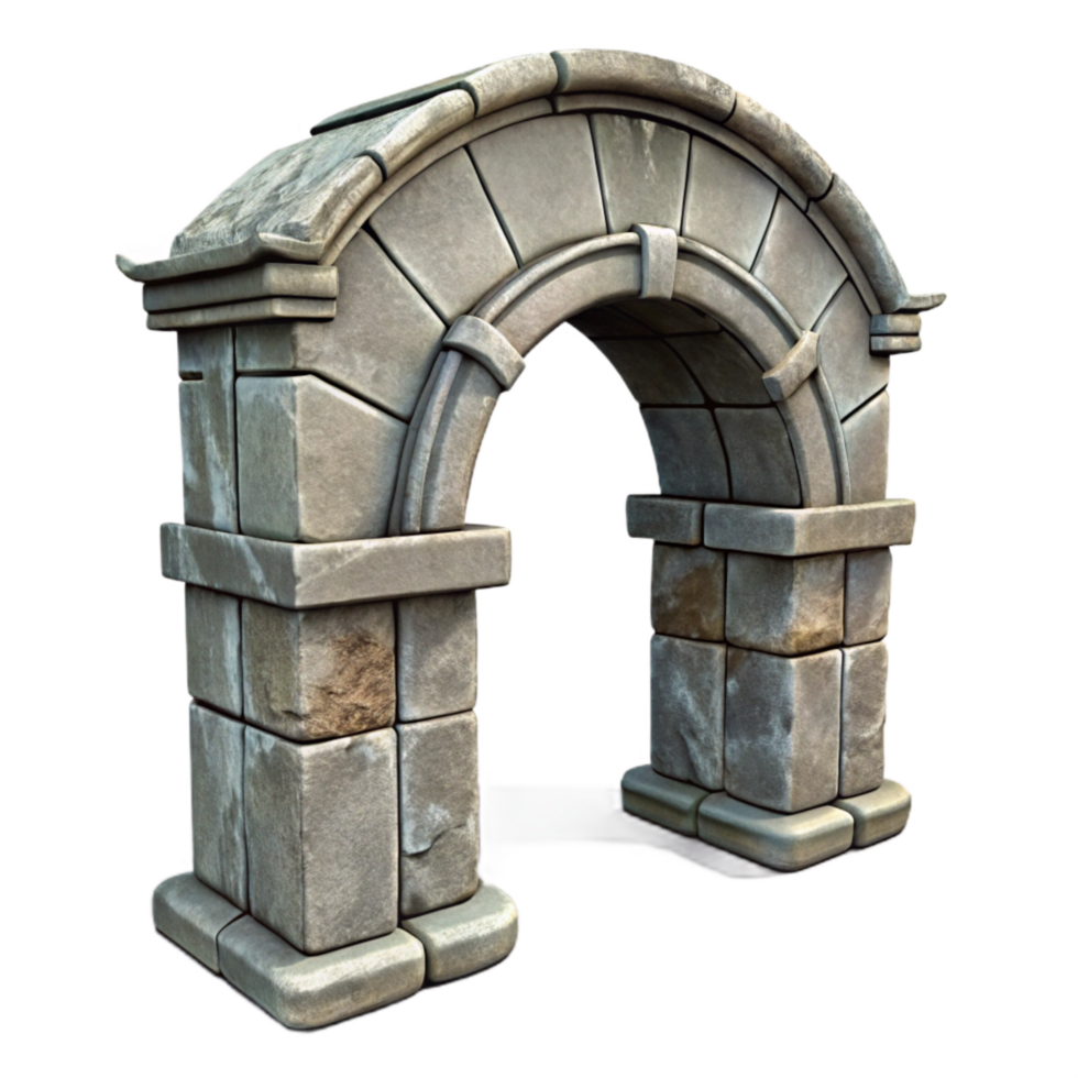 vibrant abstract Weathered Stone Arch Detail Isolated authentic png