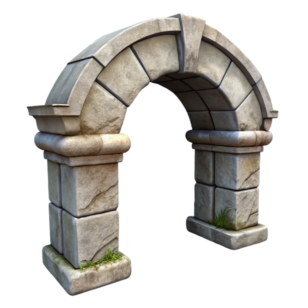 elegant minimalist Weathered Stone Arch Detail Isolated premium png