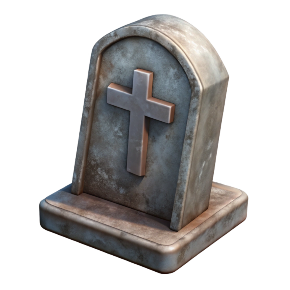 serene artistic Weathered Tombstone with Cross Transparent original png