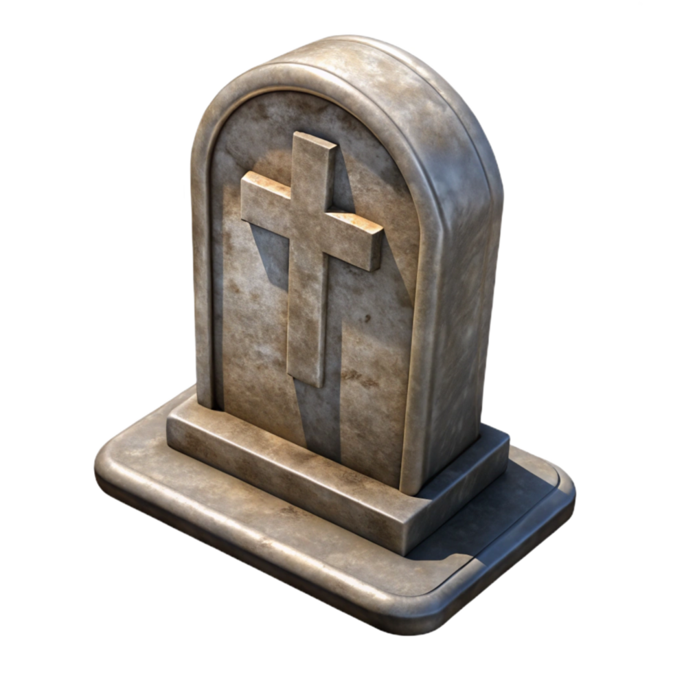 magnificent rustic Weathered Tombstone with Cross Transparent original png