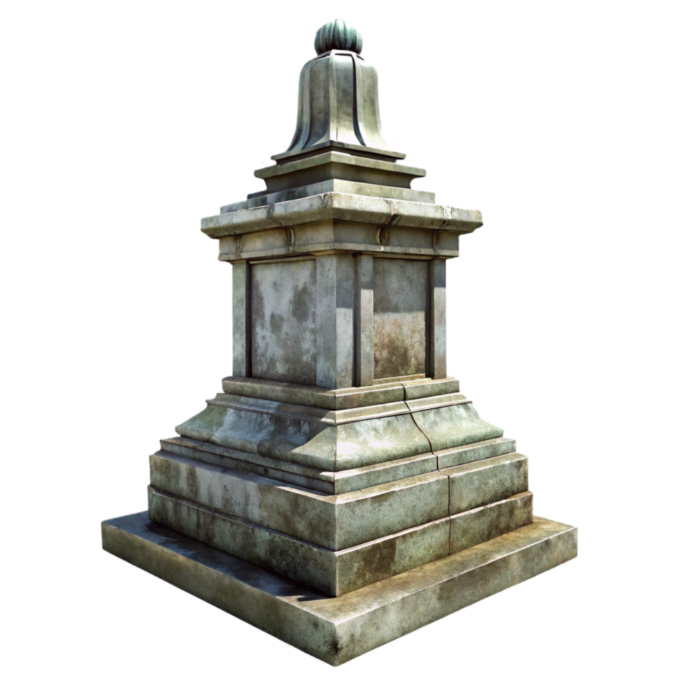 impressive creative Weathered War Memorial Statue Front View Transparent Background png