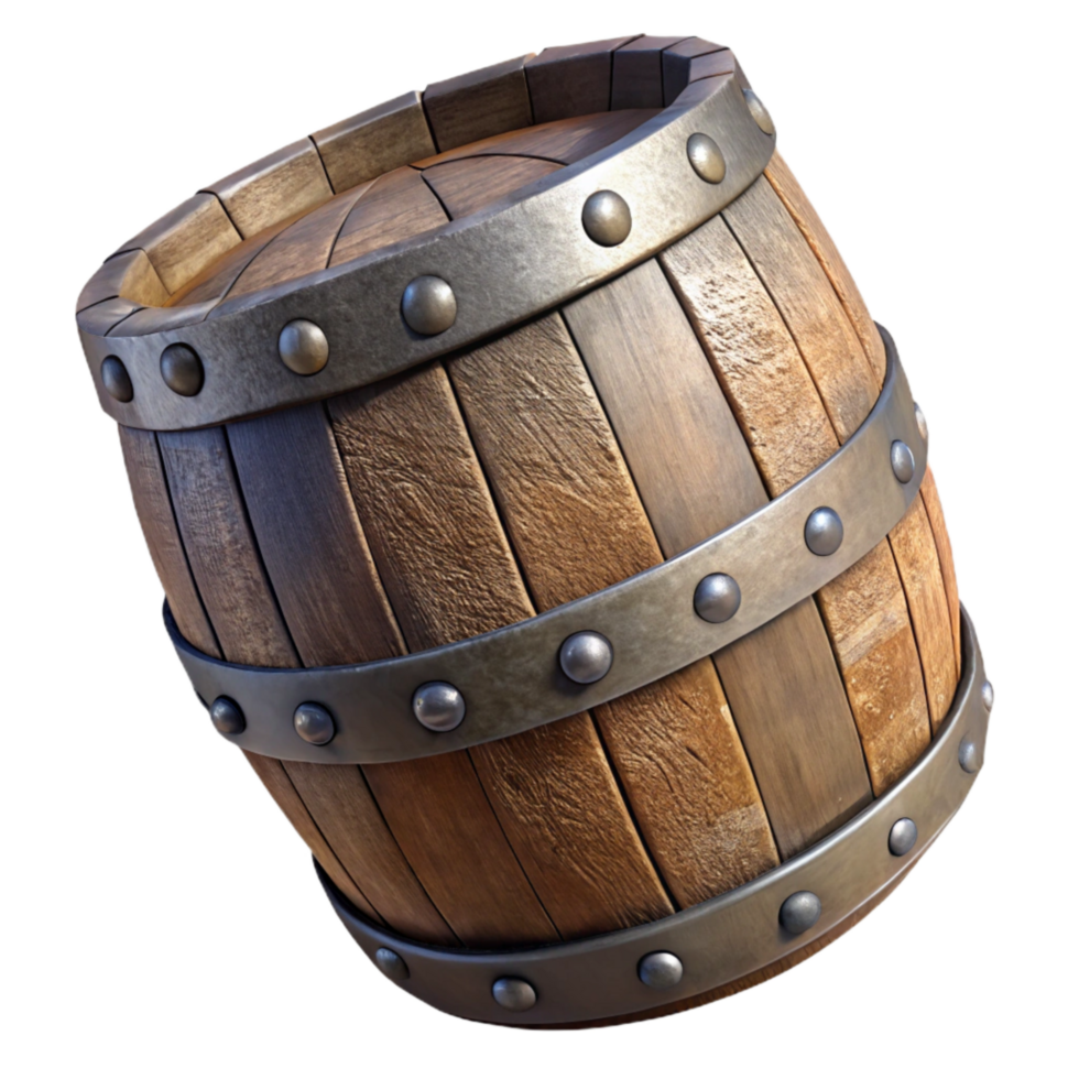 stunning modern Weathered Wooden Barrel Metal Hoops Isolated Element original png