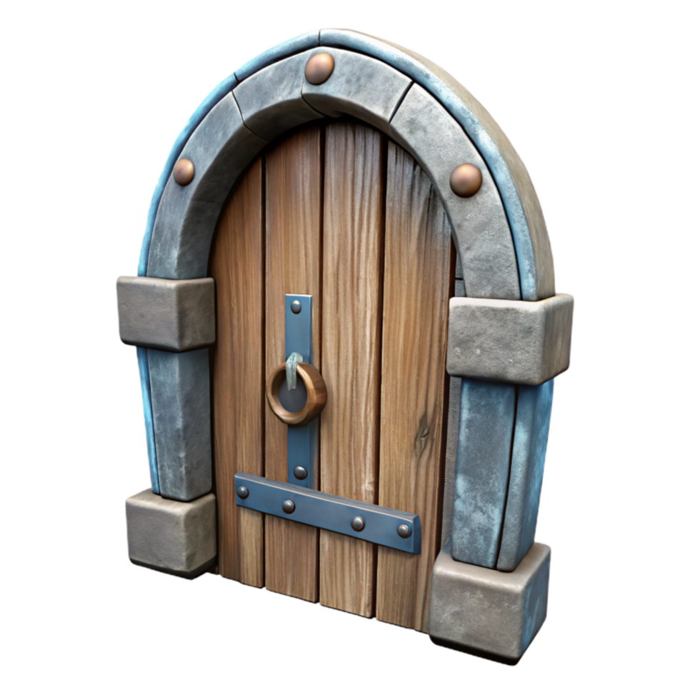 serene creative Weathered Wooden Door Panel Detail Isolated authentic png