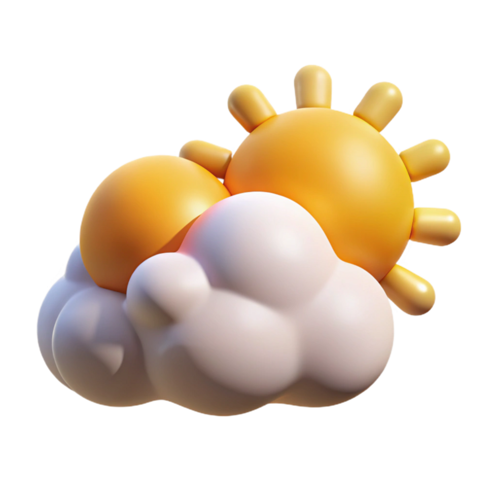 stunning abstract Weather Forecast Icon Sunny with Clouds Transparent Background high quality png