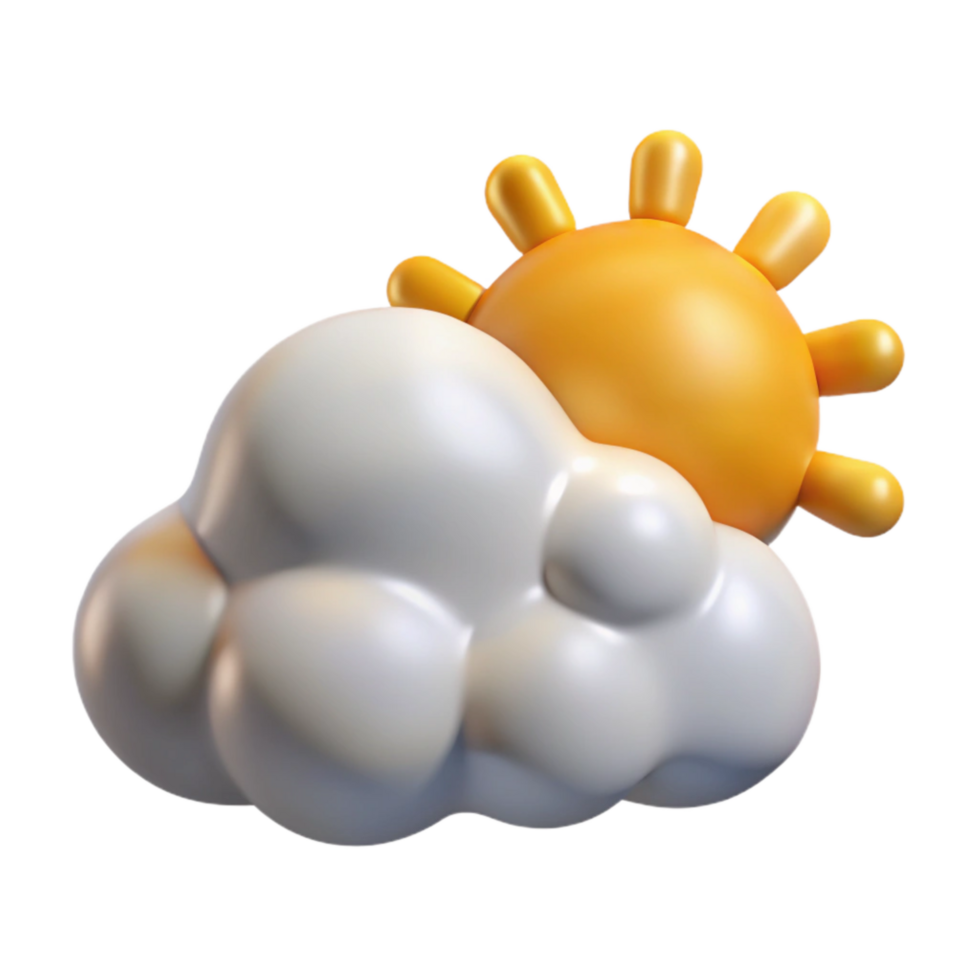vibrant contemporary Weather Forecast Icon Sunny with Clouds Transparent Background png