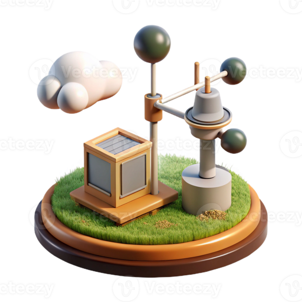 dramatic artistic Weather Station in Field Side View Isolated exclusive png