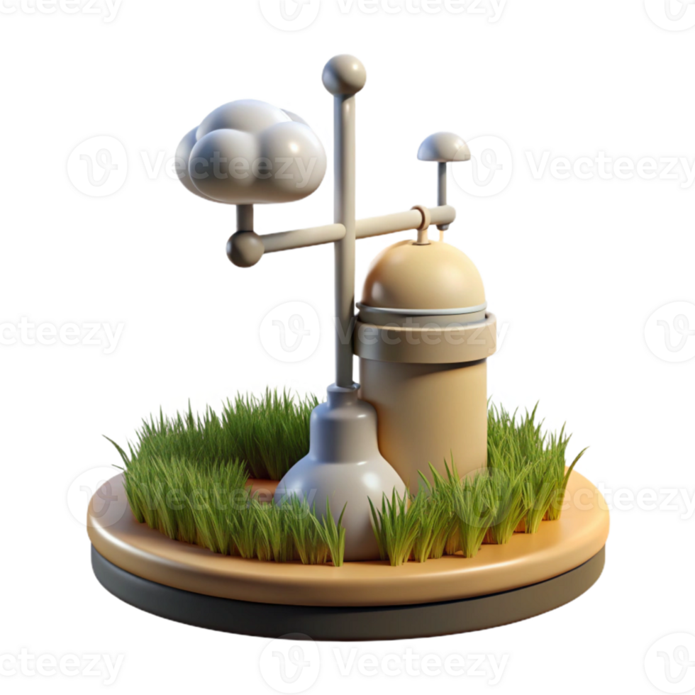 elegant minimalist Weather Station in Field Side View Isolated professional png