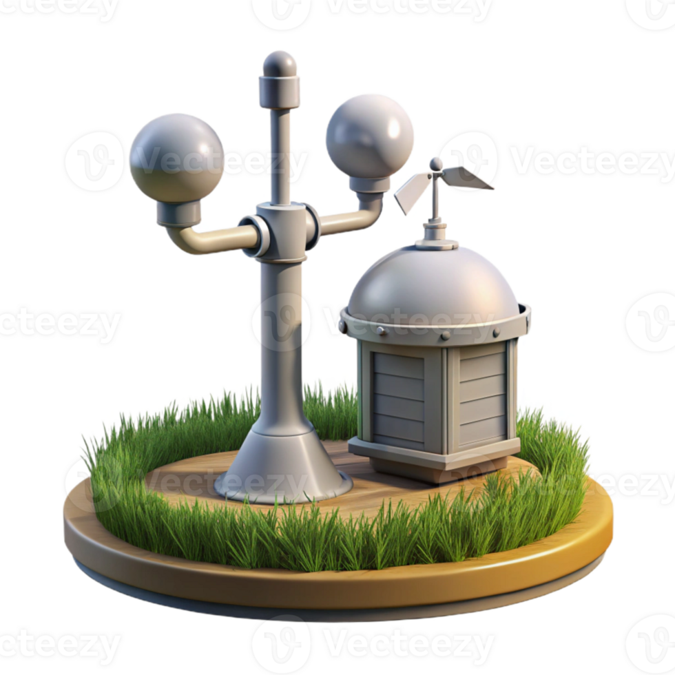 magnificent minimalist Weather Station in Field Side View Isolated authentic png