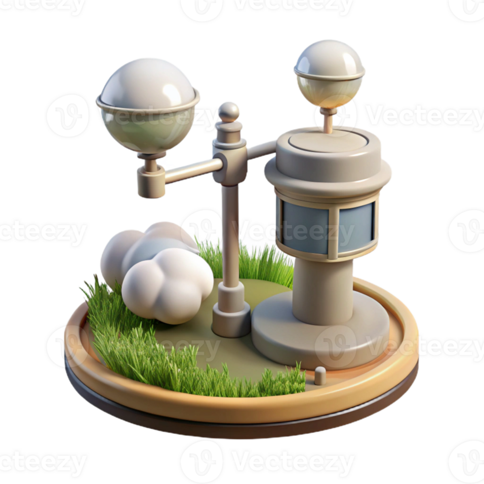 stunning rustic Weather Station in Field Side View Isolated png