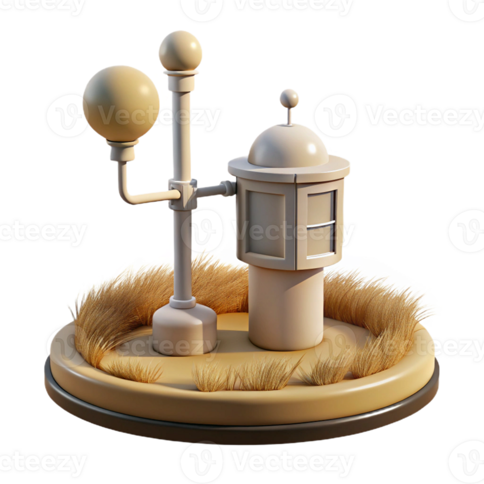 vibrant vintage Weather Station in Field Side View Isolated genuine png